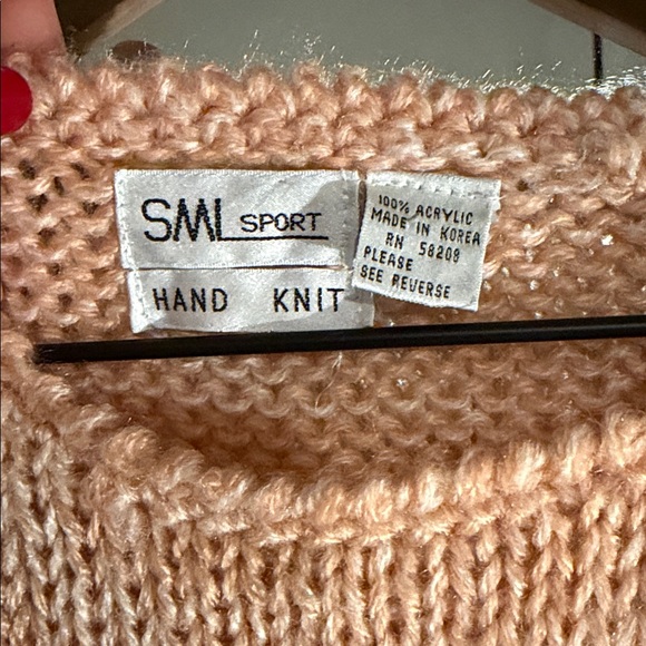 Vintage SML Sport Women's Knit Sweater - Peach, White, and Tan - Picture 2 of 4